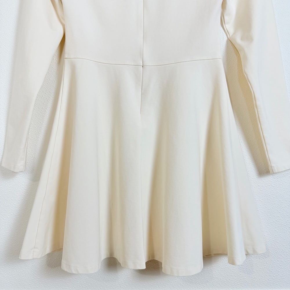 Sunday Best Cream Mock Neck Fit & Flare Mini Dress Size S Long Sleeve Skater - Picture 15 of 16